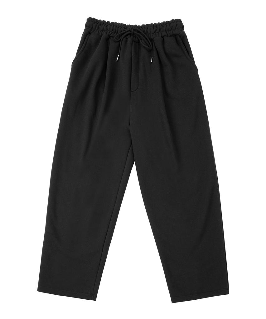 MOO Single-Pleat Balloon Wide Sweatpants - Black