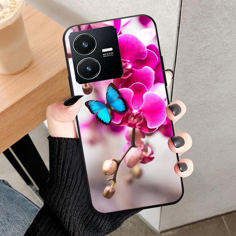 For Vivo Y22 4G Case Wolf Cat Soft Silicone Shockproof Phone Cover For Vivo V2207 V2206 Y22s Y 22 Y 22S Cases 2022 Black Bumper