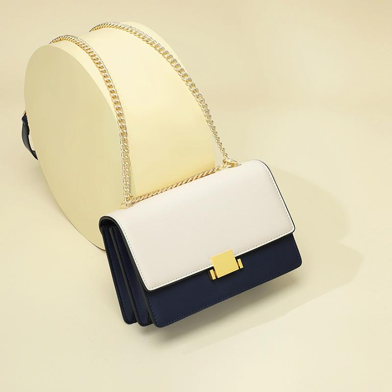 Neue Trendige Crossbody-Tasche Damen-Tasche Echtes Leder Leichter Luxus Frühjahrs- und Sommer-Tasche Hochwertige Textur Nischen-Ketten-Tasche