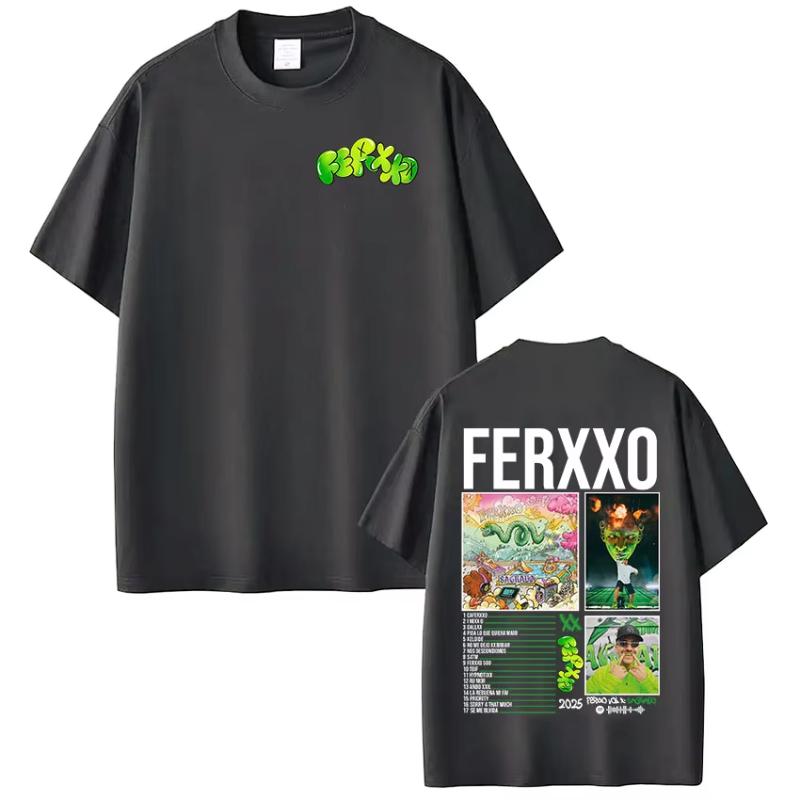 Rapper Feid Ferxxo Tour 2025 Tshirt Unisexs Women Clothing Fashion Hip Hop Tshirts Cotton Casual Oversized Short Sleeve T Shirts