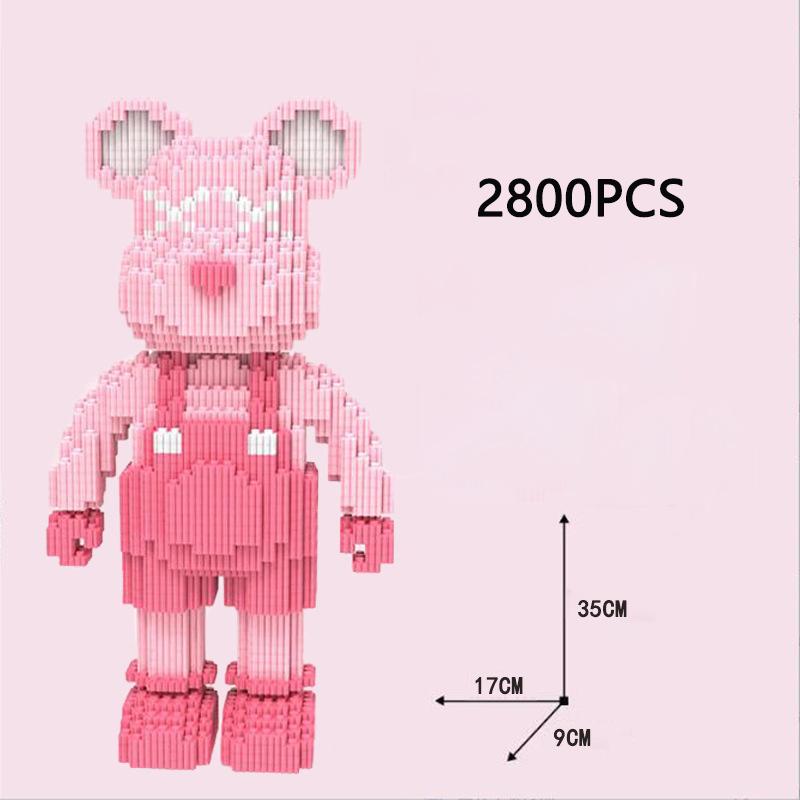 Non-Toxic Violence Bear Building Block Toy Height Lovely Particles Diy Assembly Painting Bear 3D Model Children'S Toys Birthday Xmas Gift