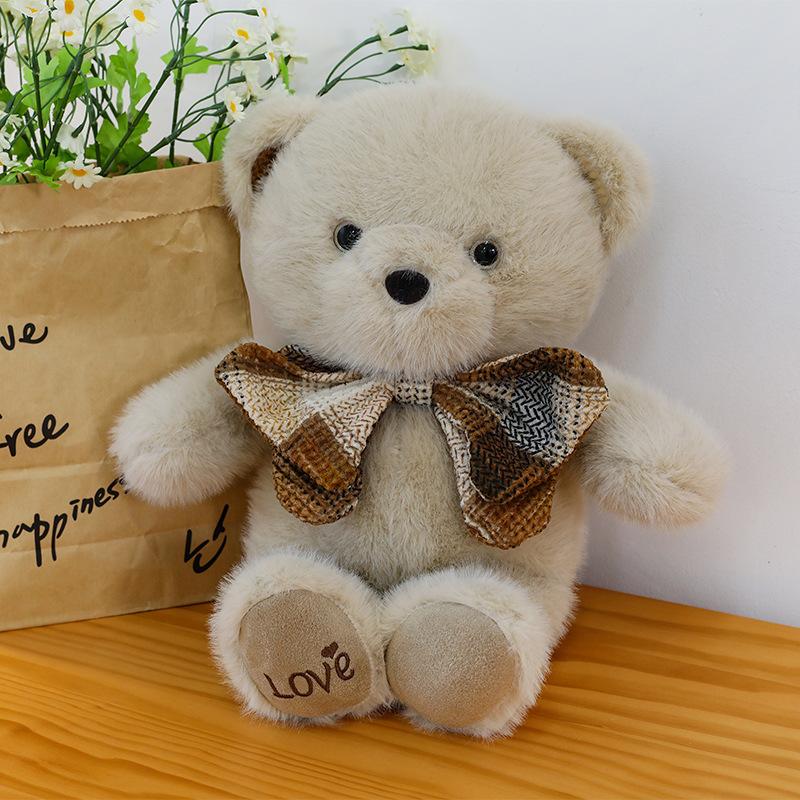 Big Bow Tie Teddy Bear Plush Toy Girl Birthday Gift Bay Window Ornament Home Throw Pillow Ring Gift