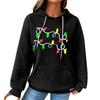 Women's Fashion Loose Hooded Pullover Long Sleeve Plaid Sweatshirt With Drawstring, Drop Shoulder, Pocket, Christmas Print Top