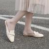 Twisted Strap Square Toe Mules Soft Leather Slip-On Backless Loafers