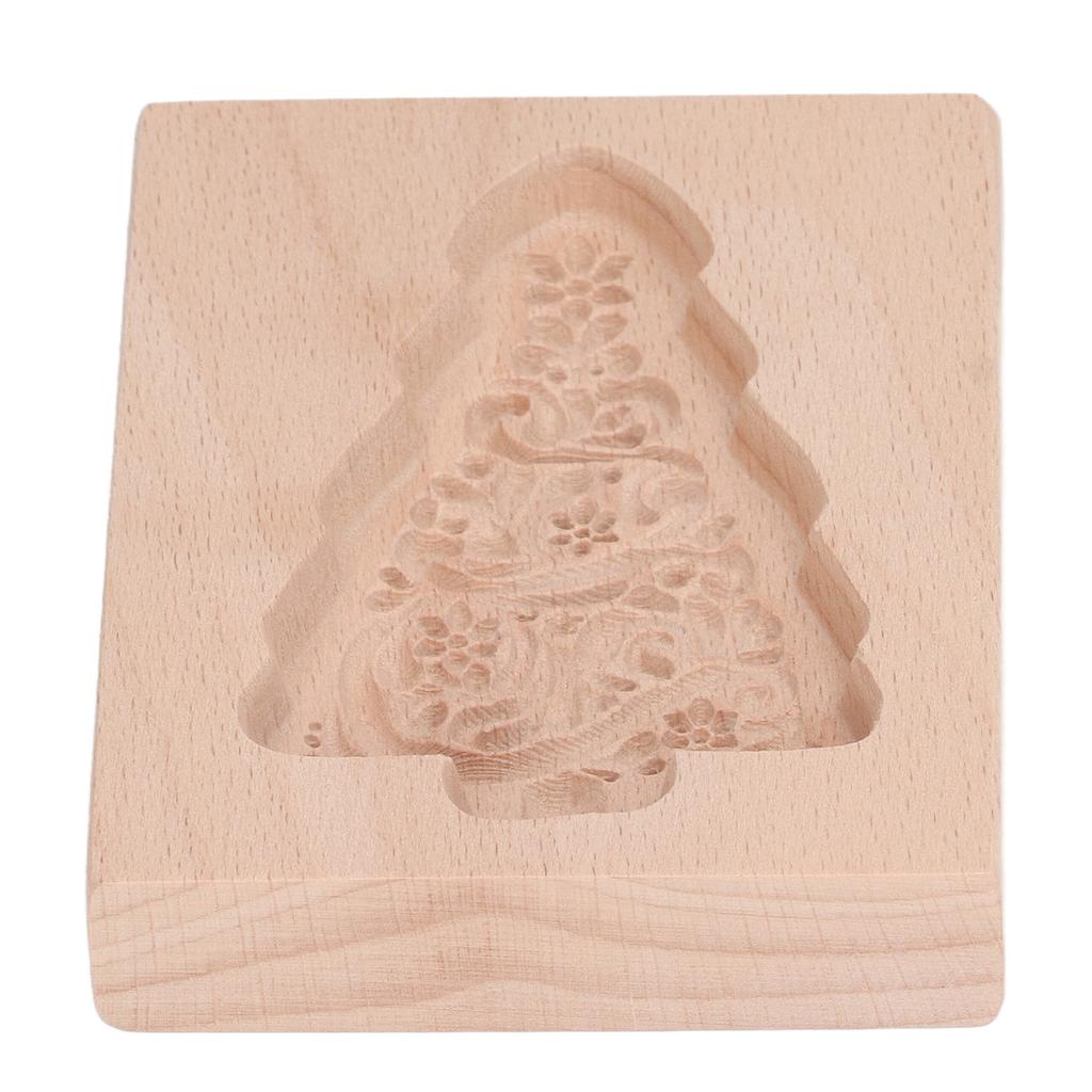 Carved Wooden Cookies Cutter Mold Kitchen Gingerbread Biscuit Press Stamp Embossing Mould Christmas Tree Shape