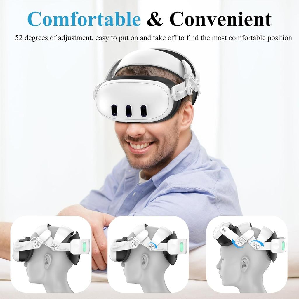 Correa de Cabeza con Batería Compatible con MetaQuest 3, 6000mAh Reemplazo de Correa Elite para Mayor Comodidad y Tiempo de Juego