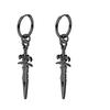 Korean Punk Black Titanium Steel Tassel Chain Cross Ear Clip Earrings