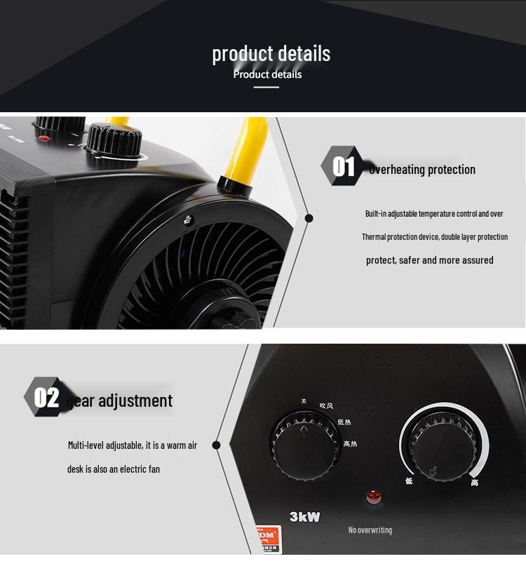 Energy-Saving 3kW Quick-Heating Electric Fan Heater