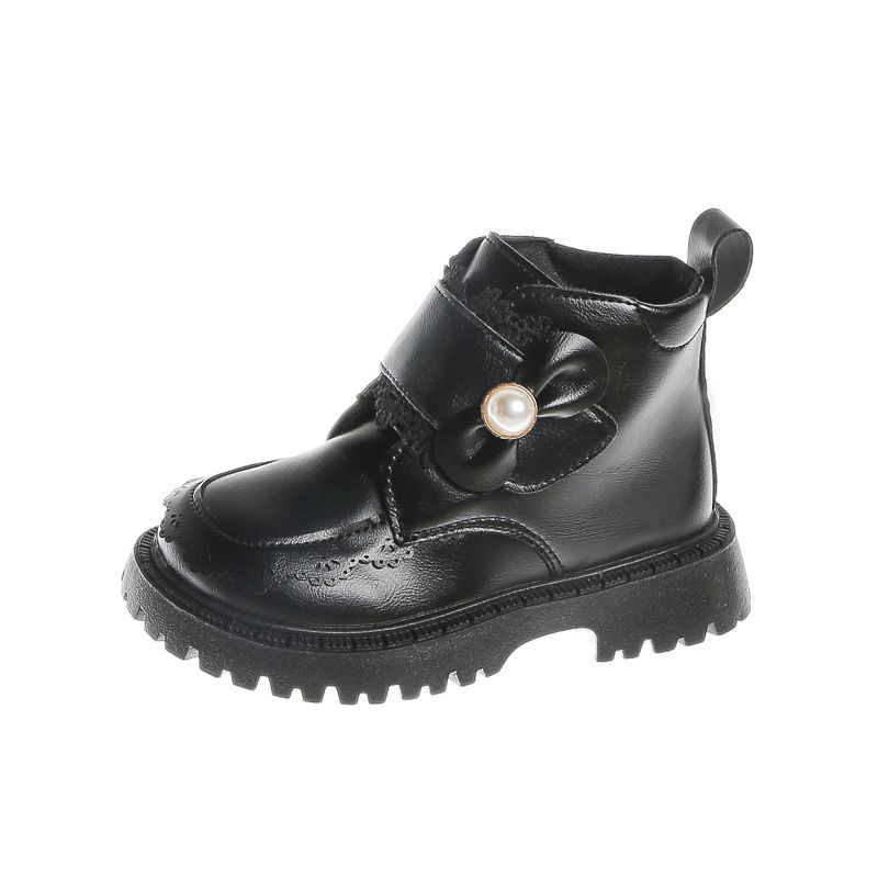 Children's Fashionable Ankle Boots for Autumn and Winter, Sweet Fleece Soft-soled Leather Boots for Girls