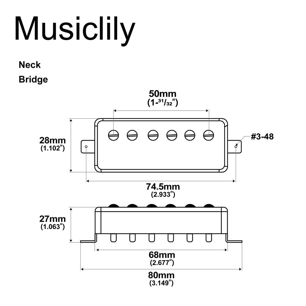 Artec MLA97 Alnico 5 Covered Mini Humbucker Pickup Neck/Bridge PU Set for Electric Guitar, Chrome