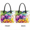  Watercolor Floral Printed Tote Bag Fashion Large Capacity Casual Handbag for Daily Use