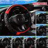 Car Steering Wheel Cover with Crystal Carbon Fiber Grid Embroidery, Suitable for 14.5 - 15-inch Car Interior Decorations.