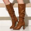 Women's High-heeled Boots Autumn and Winter New Simple Temperament Solid Color Large Size Versatile Medium Boots