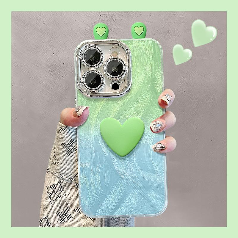 Gradient Love Ear Dolls Suitable for Apple 16 Feather Yarn Mobile Phone Case Vivo Xiaomi Oppo Huawei 13promax