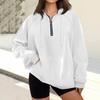Women's Casual Fashion Long Sleeve Solid Color Zip Hooded Sweatshirt Top With Pocket