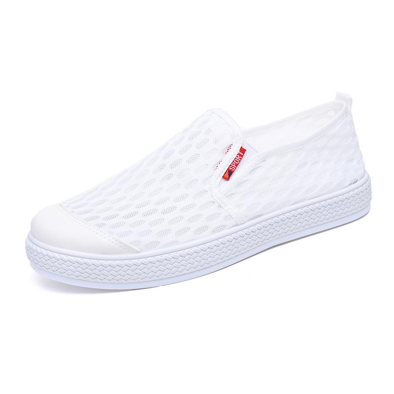 2025 Men s Breathable Mesh Slip-on Casual Shoes with Anti-collision Toe Size 42 белый