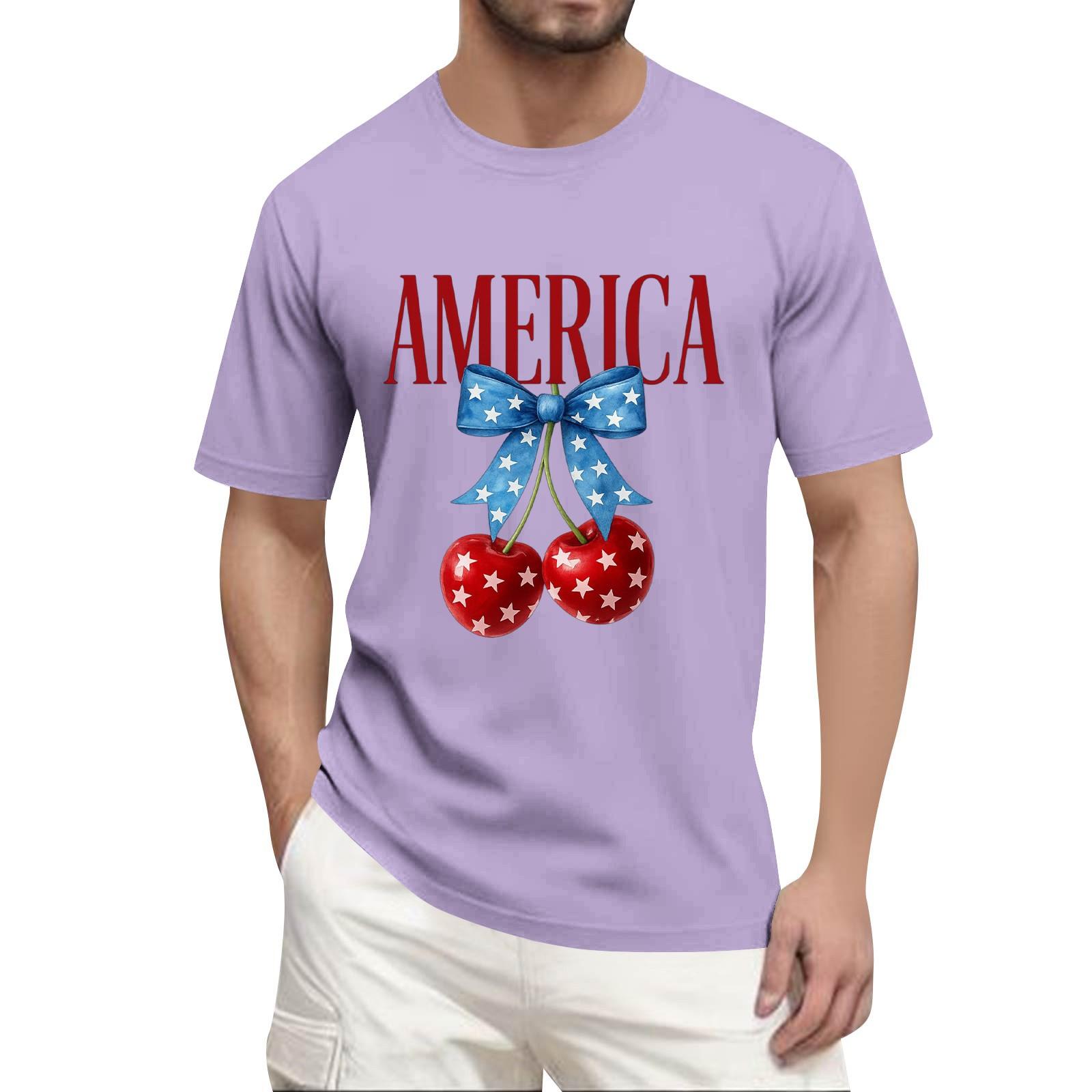 

Мужская модная футболка с принтом, круглым вырезом, прямыми плечами и короткими рукавами M фиолетовый