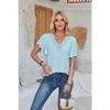 Women's Spring and Summer New Products, Lace V-neck, Ruffled Sleeves, Solid Color Loose T-shirt