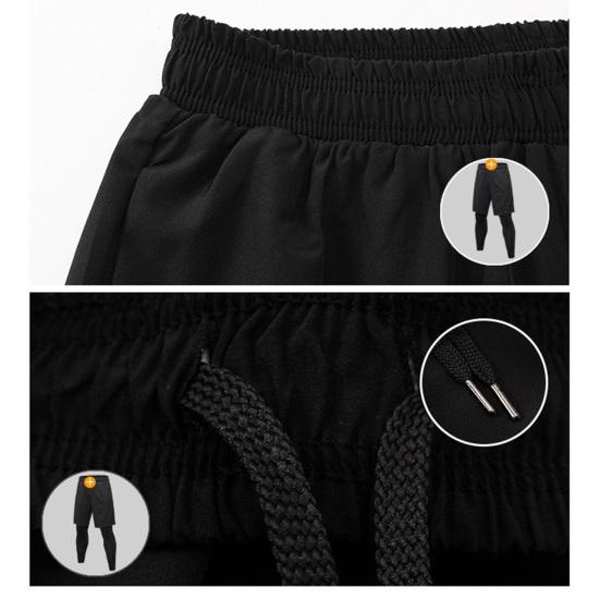 Erkekler Sahte Iki Parçalı Spor Pantolon Spor Jogger Eğitim Hızlı Kuru Sıska Şort Pantolon Spor Salonu Kısa Egzersiz Tayt Tayt Eğitim Joggers