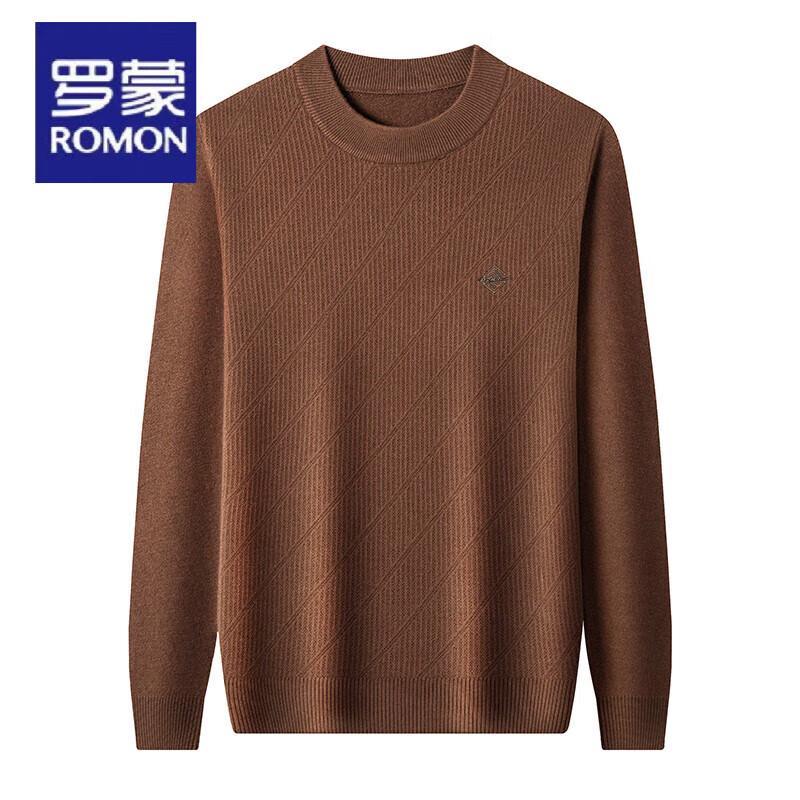 Romon Men's Plush Lined Round Neck Winter Knit Sweater