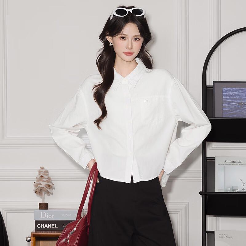 TROMAN Women s Elegant Back Slit Pure Cotton Long Sleeve Shirt One Size