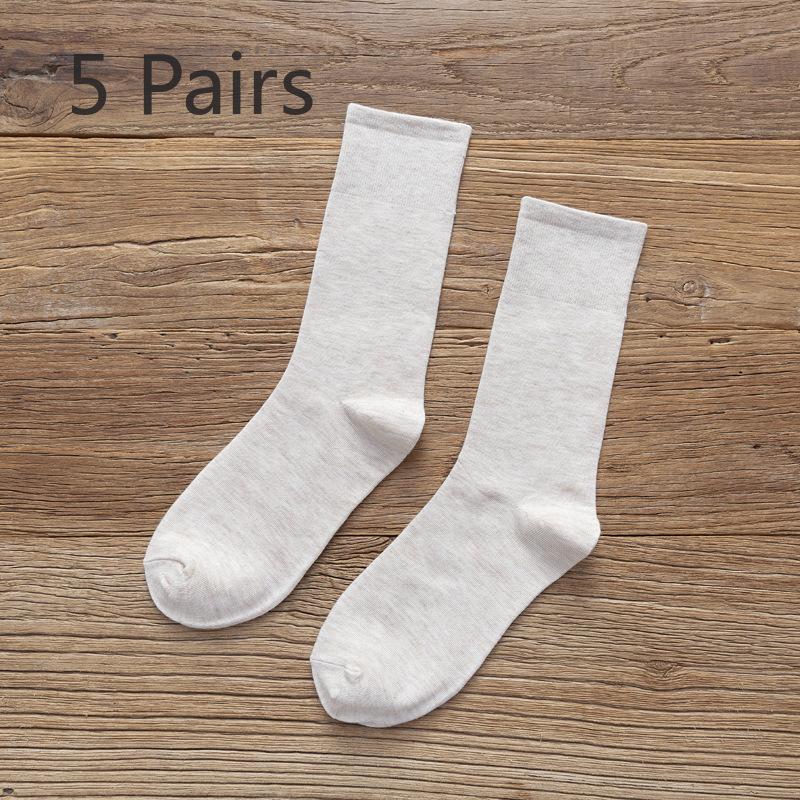 5 Pairs of Female Autumn Trend High Tube Solid Color Pile Socks