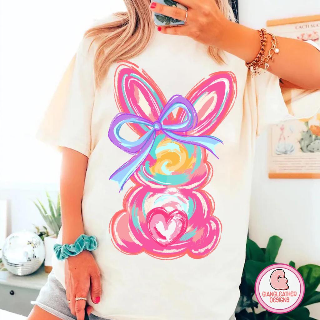 Easter Short Sleeve Brushed Rabbit Bow Harajuku Womens TShirt Valentines Day Y2K Sports Casual Fashion TShirt Shirt