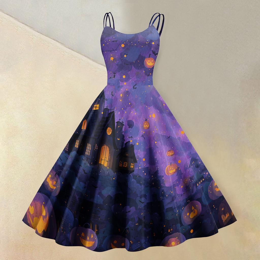 Women's Casual Sleeveless Off Shoulder Dress with Print for Party and Festive Wear