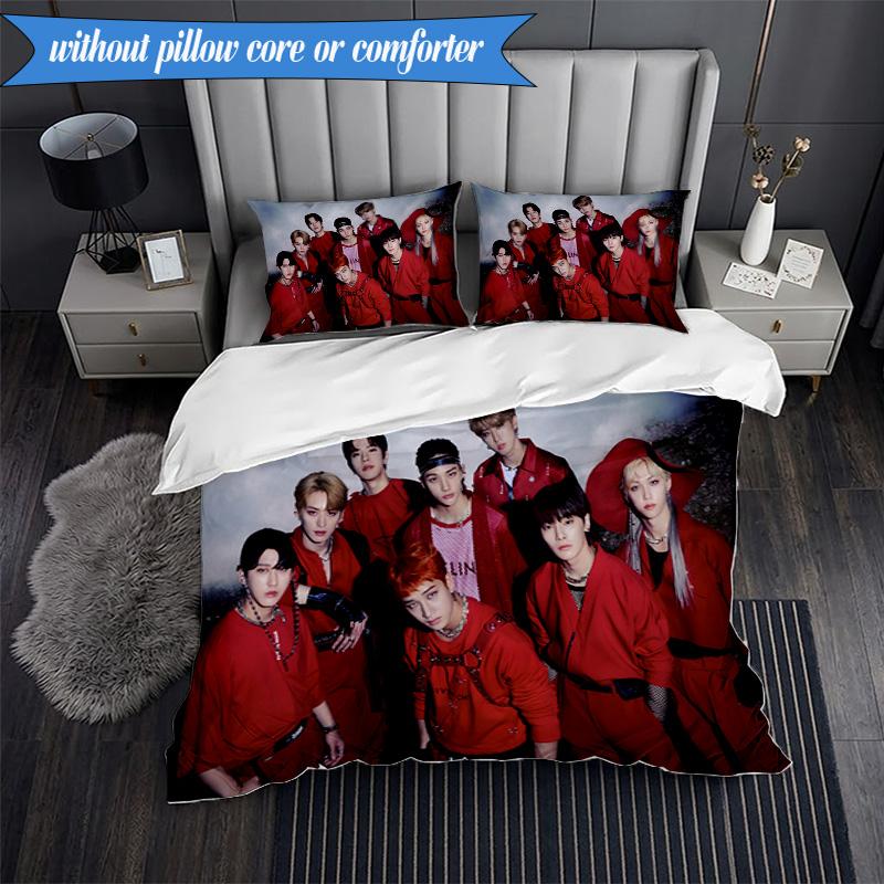 K-pop Group Stray 3pcs K-pop Music Group Bedding set,Ideal for Bedroom, Dormitory,Including Duvet Cover And 2pcs Pillowcases,Fan Gifts
