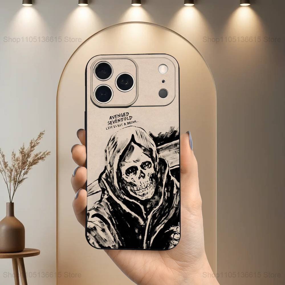 Band A-Avenged SEVENFOLD Phone Case For iPhone 17,16,15,14,13,12,11,Plus,Pro Max,XS,X,XR,SE,Mini,8,7,Soft Silicone Black