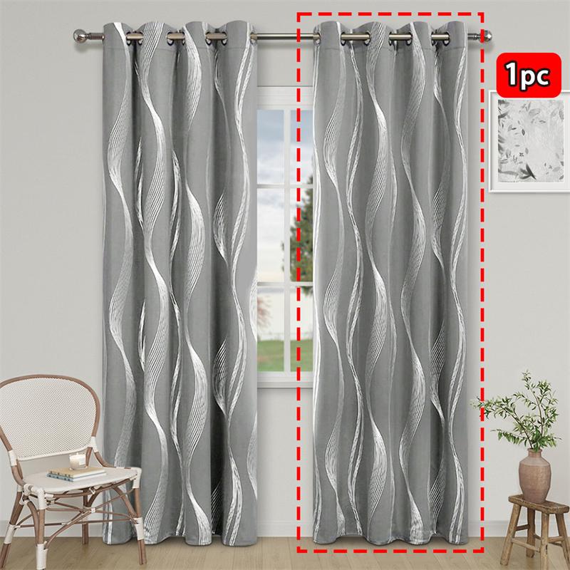 All-Season Curtain Soft Comfortable Dustproof Removable Universal Popular Curtain Blackout Curtain with Gold Foil Wave Pattern, High Precision Drapes