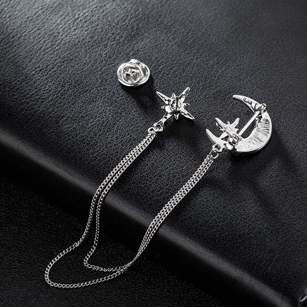 Badge Suit Shirt Brooch Corsage Korean Style Women Brooches Star Moon Brooch Chain Brooches Pins