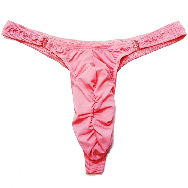 Men Fashion Sexy Underwear Elastic T-Back Breathable Thong With Buckle