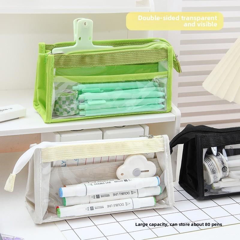 Canvas Six Layer Large Capacity Pen Bag For Students With Dividers And Storage For School Supplies