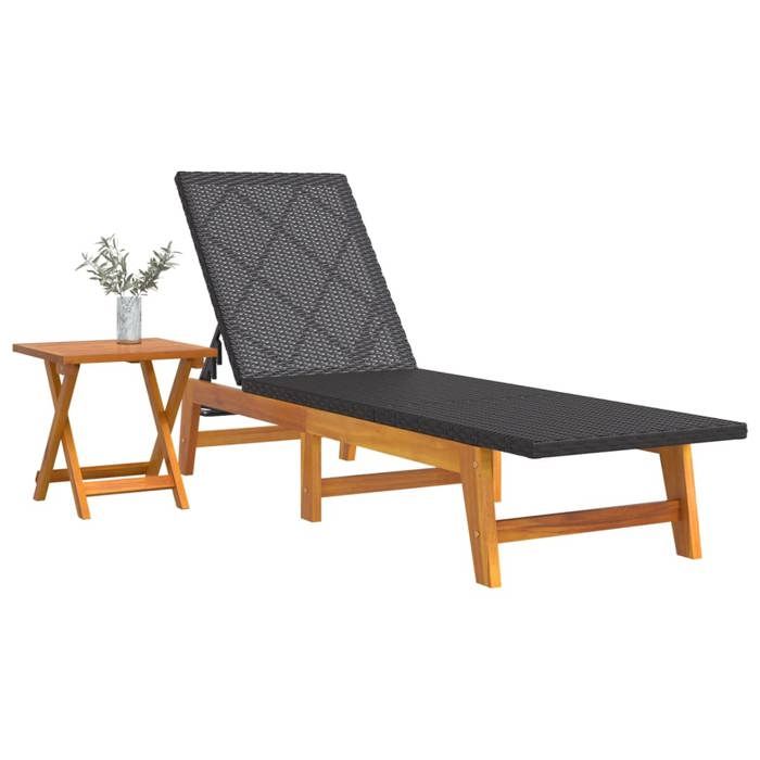 VidaXL Chaise longue avec table Résine tressée et bois massif d'acacia 319727