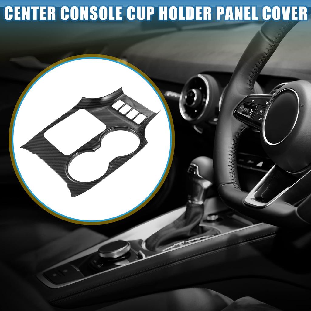 ABSOPRO Carbon Fiber Style Black Center Console Cup Holder Panel Cover Interior Trim for Toyota Highlander 2014 2015 2016 2017 2018 2019