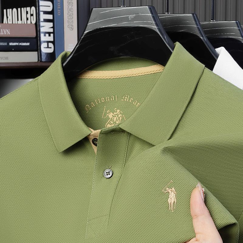 Mercerized Cotton Polo Shirt: Men's Summer Short Sleeve with Small Pony Logo