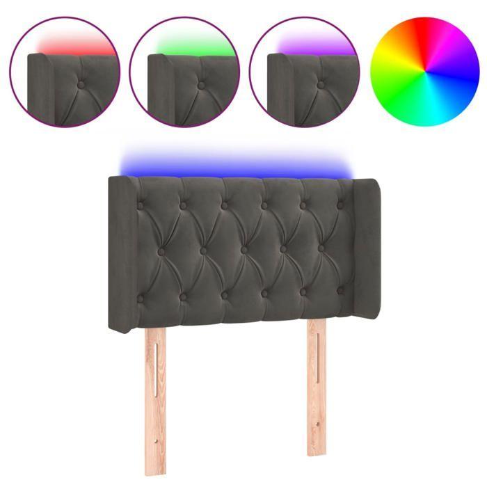 VidaXL Tête de Lit à LED Meuble de Chambre à Coucher Accessoire de Lit Simple Tête de Cadre de Lit Intérieur Gris Foncé 3123603