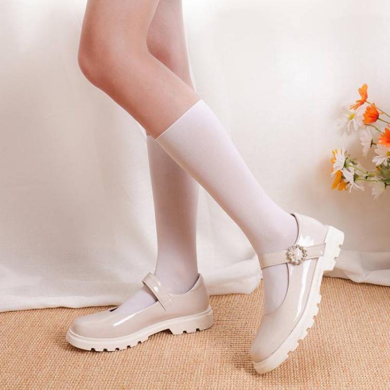 New Thick-soled Buckle Girls' Single Shoes Patent Leather British Older Children's Shoes Non-slip Solid Color Girls' Student Shoes Children's Leat