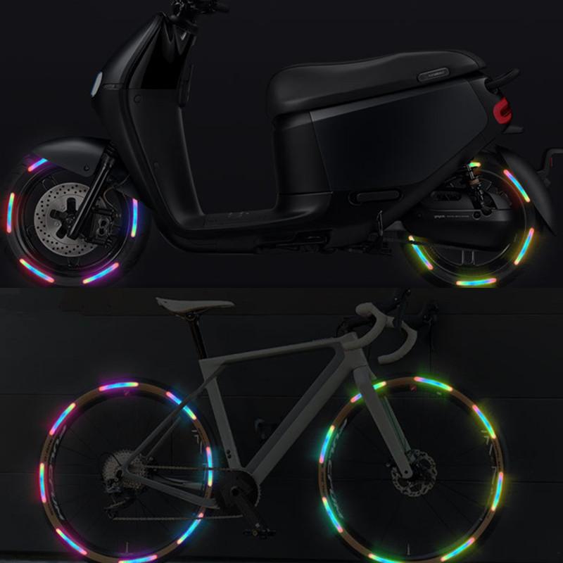 20pcs Colorful Car Wheel Hub Reflectors Stickers Motorcycle Bike Tire Universal Night Reflective Warning Decals Auto Accessories