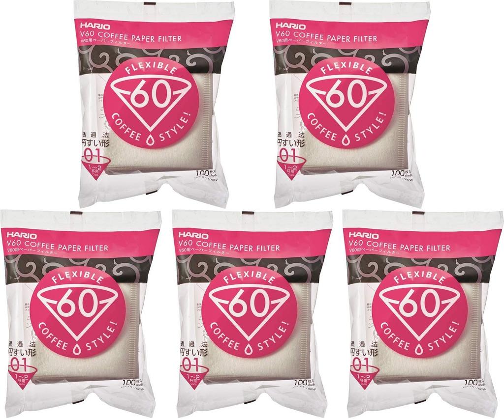 Hario V60 Papierfilter für 1-2 Tassen, 500 Stück, Weiß, Made in Japan VCF-01-100W