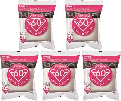 HARIO V60 Paper Pack of for Cone Coffee Made In Filters, 1-2 Cups, 500, Makers, White, Japan, VCF-01-100W