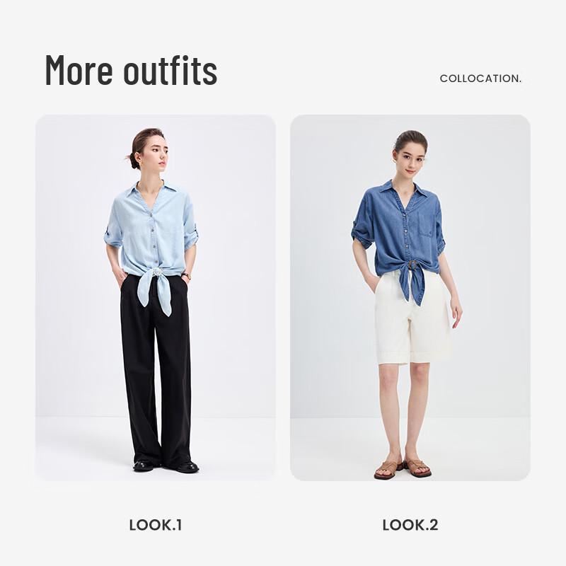 Navigare Women's Fashion Loose Denim Shirt
