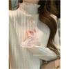 Temperament Lace Semi-turtleneck Top Women's Autumn and Winter Slim-fit Stacked Design Sense with Knitted Sweater Fashionable Bottoming Shirt