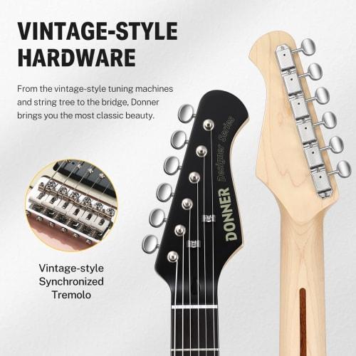 Donner DST-200 Electric Guitar Beginner Set, ST Type, Coil Tap, Case, Strap, Shield, and 5-Piece Accessory Set, Pink