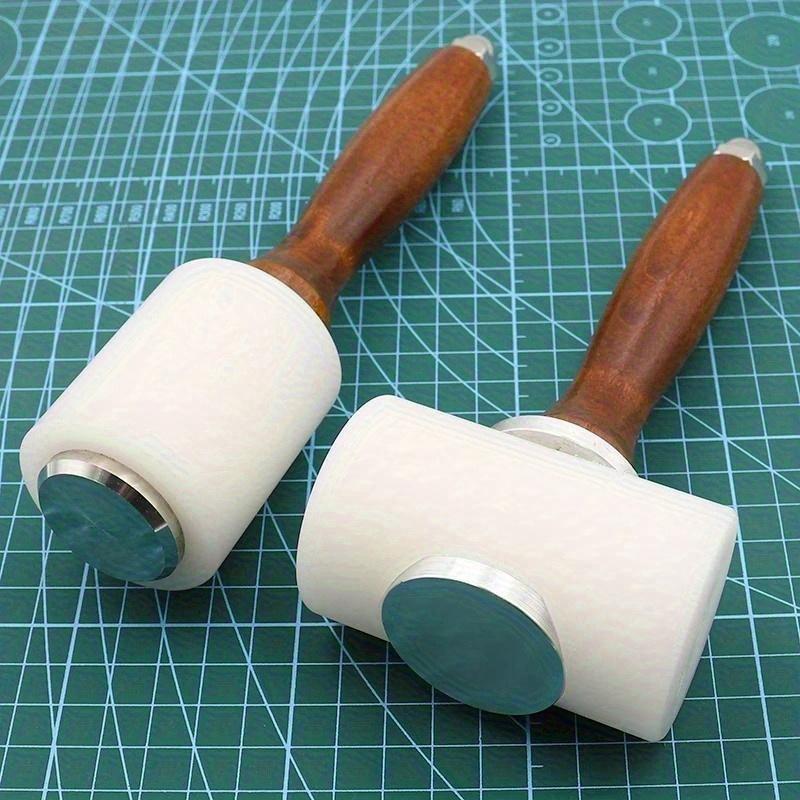 1/2Pcs Professional Leathercraft Hammers Nylon Mallets with Wooden Handles for Punching Printing DIY Projects Working Tools