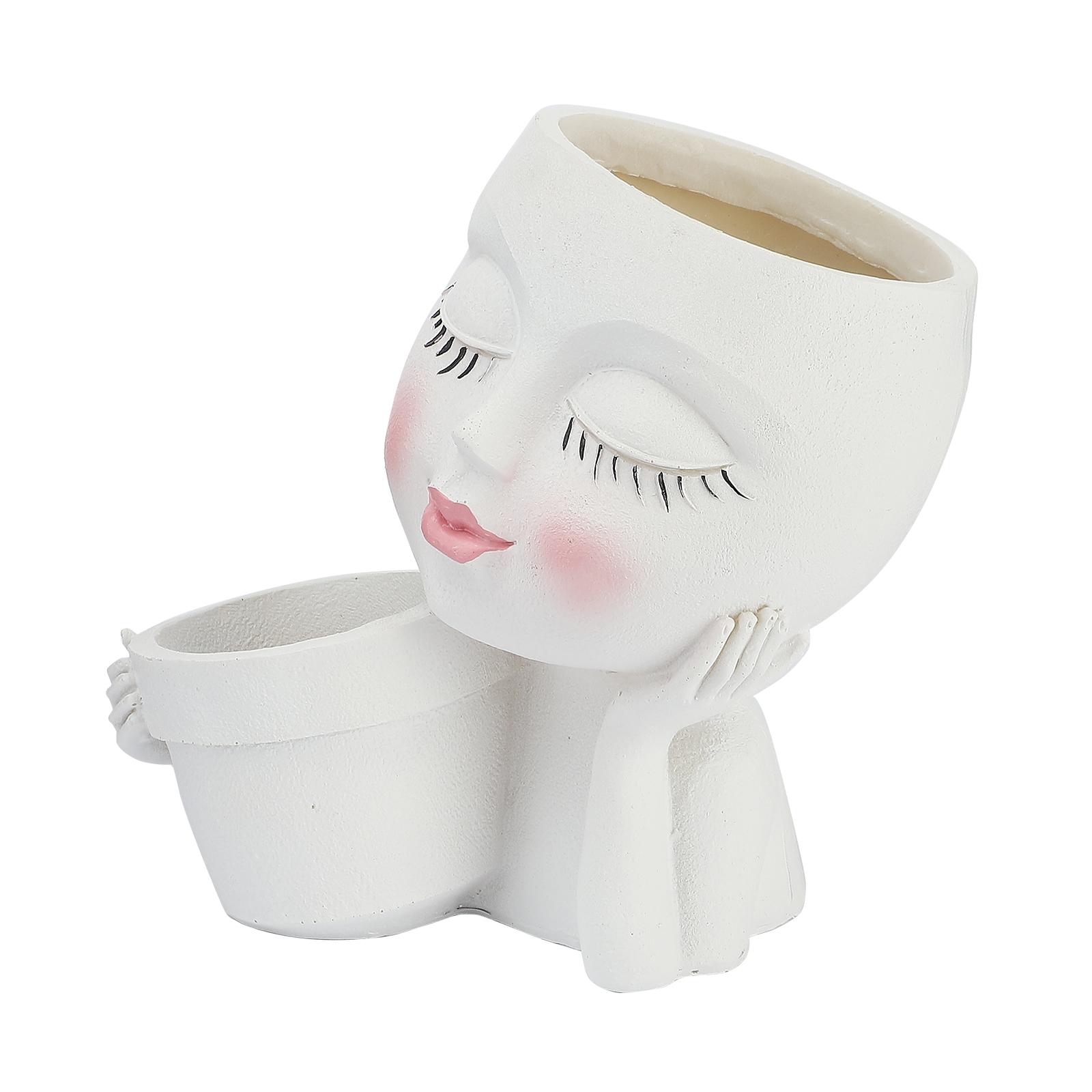 

Dual Flower Pot Resin Cute Look Decorative Flower Planter for Home Balcony Courtyard Type 2