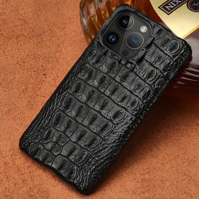 100% Genuine Crocodile Leather Phone Case For iPhone 16 15 11 12 13 14 Pro Max 15Pro 16 Plus Luxury Shockproof Back Cover