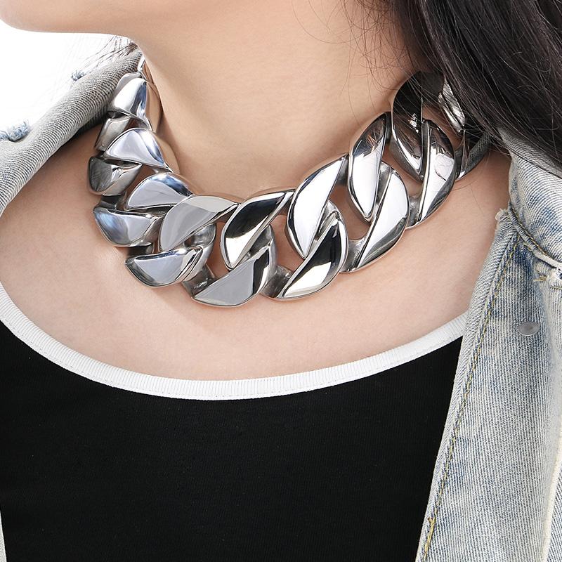 

Hip Hop 43MM Gold Color Cuban Chain Choker for Women 316L Stainless Steel Heavy Necklace Male Charms Chunky Trendy Jewelry Gift 45cm