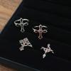 Punk Spice Girl Red Cross Zircon Fashion Opening Ring Kusa Enamel Neutral Style Personality Simple Ring
